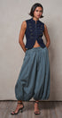Military Button Zip-Front Denim Vest in INDIGO - Women's Fashion | Urban Daizy