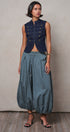 Military Button Zip-Front Denim Vest in INDIGO - Women's Fashion | Urban Daizy