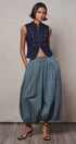 Military Button Zip-Front Denim Vest in INDIGO - Women's Fashion | Urban Daizy