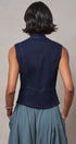 Military Button Zip-Front Denim Vest in INDIGO - Women's Fashion | Urban Daizy
