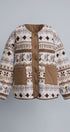 Aztec Jacquard Contrast Pocket Button Jacket in IVORY - Women's Fashion | Urban Daizy