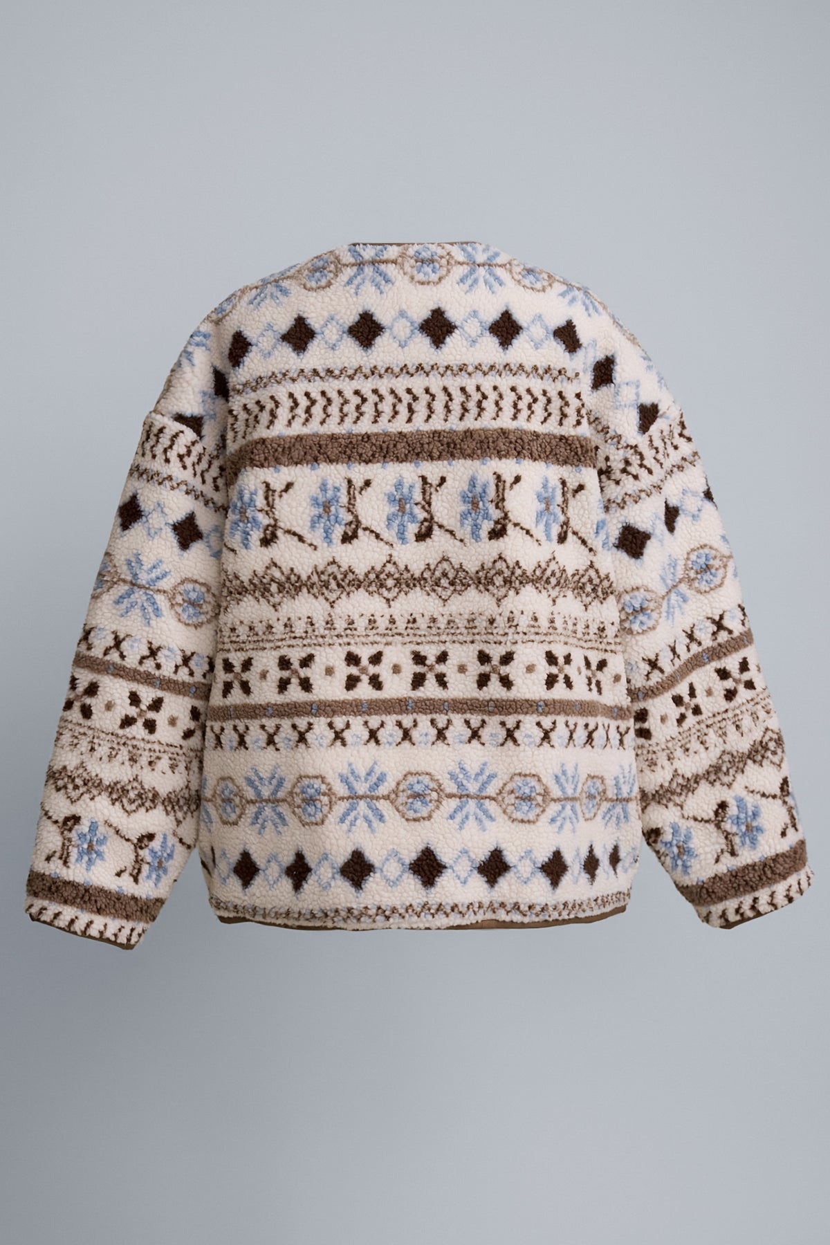 Aztec Jacquard Contrast Pocket Button Jacket in IVORY - Women's Fashion | Urban Daizy