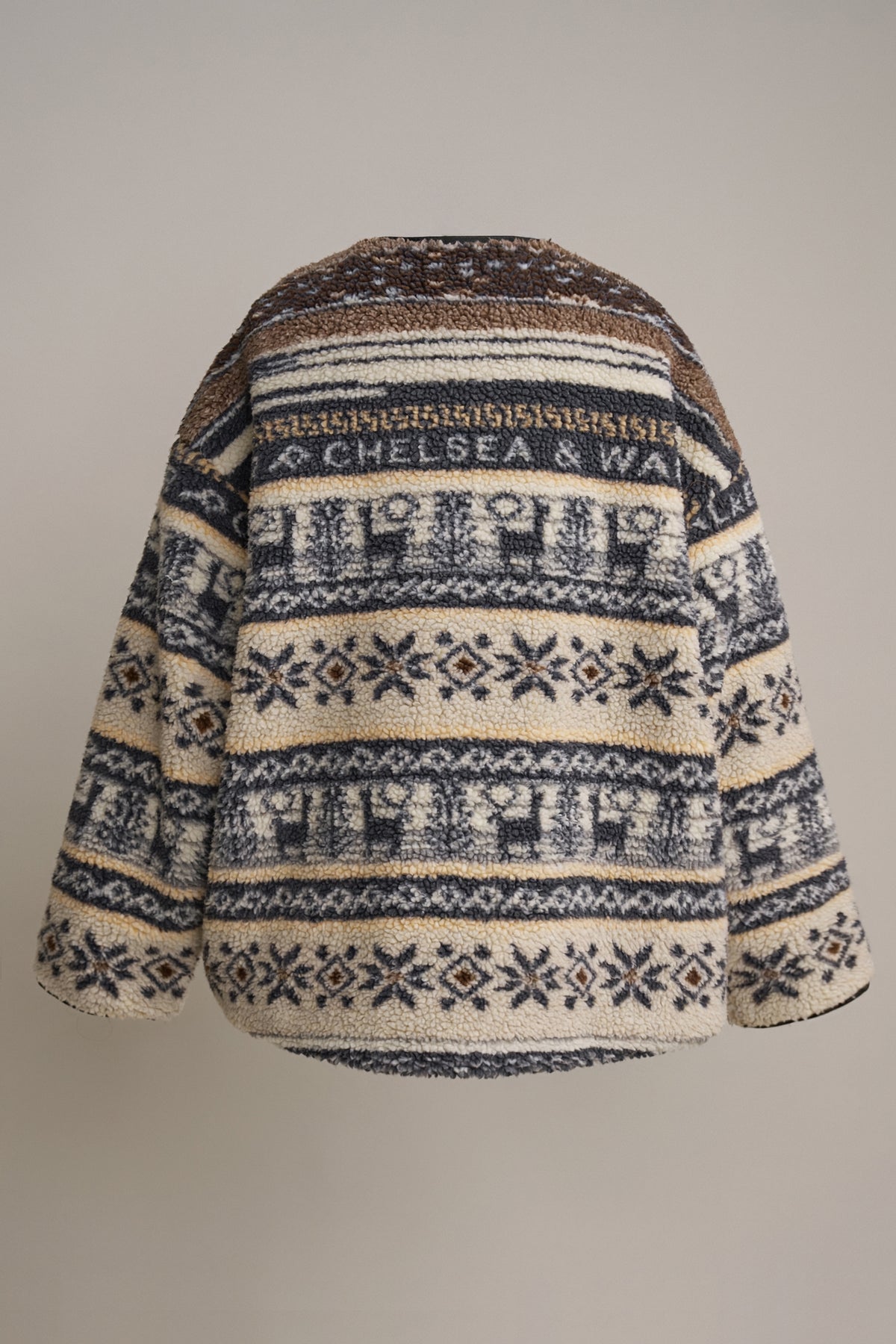 Aztec Jacquard Contrast Pocket Button Jacket in BROWN - Women's Fashion | Urban Daizy