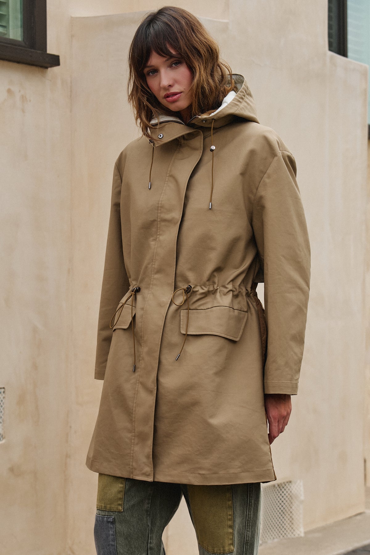 City Mist Hooded Cotton Parka in KHAKI - Women's Fashion | Urban Daizy
