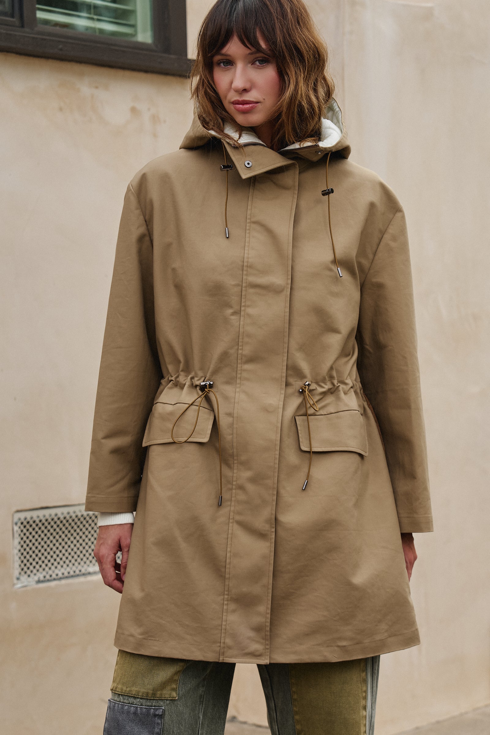 City Mist Hooded Cotton Parka in KHAKI - Women's Fashion | Urban Daizy