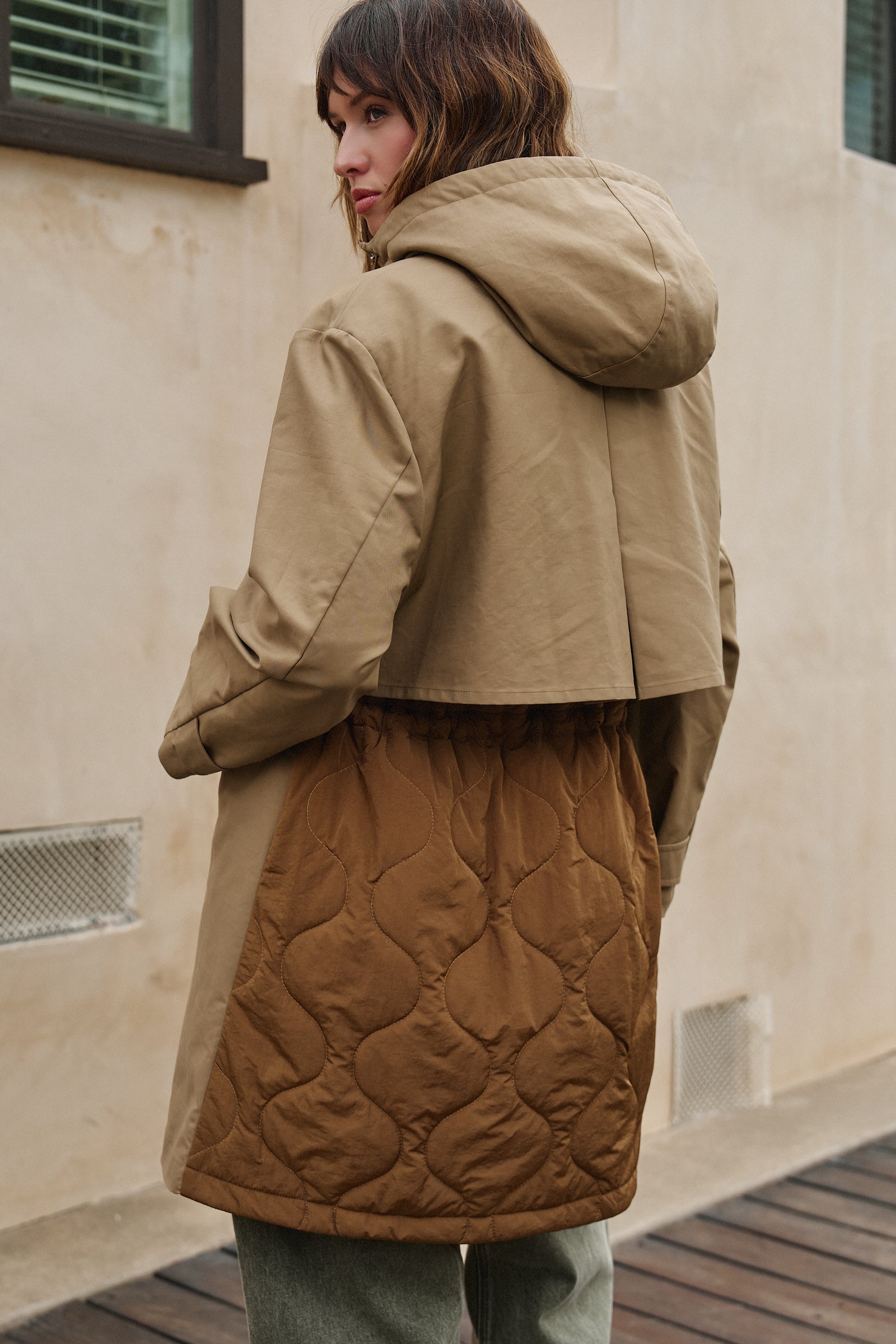 City Mist Hooded Cotton Parka in KHAKI - Women's Fashion | Urban Daizy