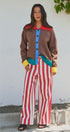 Colorblock Collared Button-Down Knit Cardigan in BROWN - Women's Fashion | Urban Daizy