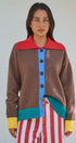 Colorblock Collared Button-Down Knit Cardigan in BROWN - Women's Fashion | Urban Daizy