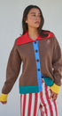 Colorblock Collared Button-Down Knit Cardigan in BROWN - Women's Fashion | Urban Daizy