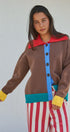 Colorblock Collared Button-Down Knit Cardigan in BROWN - Women's Fashion | Urban Daizy