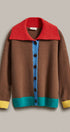 Colorblock Collared Button-Down Knit Cardigan in BROWN - Women's Fashion | Urban Daizy