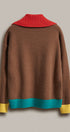 Colorblock Collared Button-Down Knit Cardigan in BROWN - Women's Fashion | Urban Daizy
