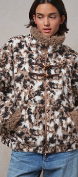 Printed Faux Fur Toggle Jacket in BROWN - Women's Fashion | Urban Daizy