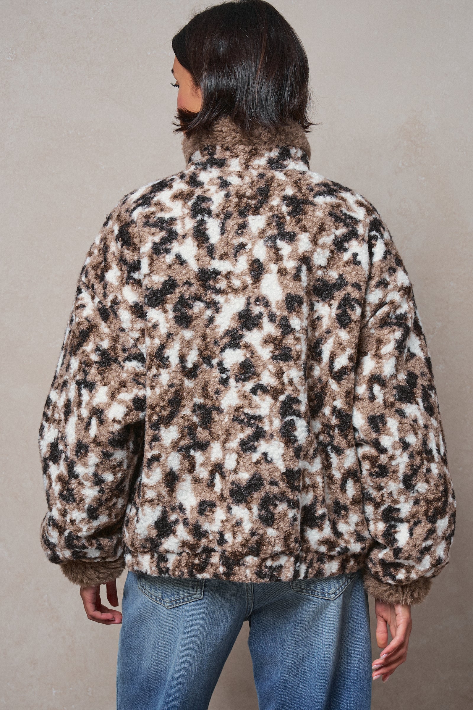 Printed Faux Fur Toggle Jacket in BROWN - Women's Fashion | Urban Daizy