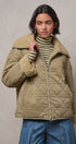 Quilted Sherpa Collar Zip-Up Puffer Jacket in OLIVE - Women's Fashion | Urban Daizy