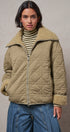 Quilted Sherpa Collar Zip-Up Puffer Jacket in OLIVE - Women's Fashion | Urban Daizy
