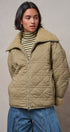 Quilted Sherpa Collar Zip-Up Puffer Jacket in OLIVE - Women's Fashion | Urban Daizy