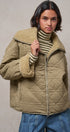 Quilted Sherpa Collar Zip-Up Puffer Jacket in OLIVE - Women's Fashion | Urban Daizy