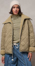 Quilted Sherpa Collar Zip-Up Puffer Jacket in OLIVE - Women's Fashion | Urban Daizy