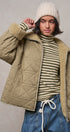 Quilted Sherpa Collar Zip-Up Puffer Jacket in OLIVE - Women's Fashion | Urban Daizy