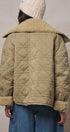 Quilted Sherpa Collar Zip-Up Puffer Jacket in OLIVE - Women's Fashion | Urban Daizy