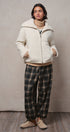Quilted Sherpa Collar Zip-Up Puffer Jacket in IVORY - Women's Fashion | Urban Daizy