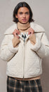 Quilted Sherpa Collar Zip-Up Puffer Jacket in IVORY - Women's Fashion | Urban Daizy