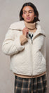 Quilted Sherpa Collar Zip-Up Puffer Jacket in IVORY - Women's Fashion | Urban Daizy