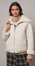 Quilted Sherpa Collar Zip-Up Puffer Jacket in IVORY - Women's Fashion | Urban Daizy