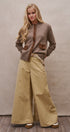 Suede Trim Knit Sweater in BROWN - Women's SWEATERS | Urban Daizy
