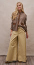 Suede Trim Knit Sweater in BROWN - Women's SWEATERS | Urban Daizy