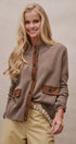 Suede Trim Knit Sweater in BROWN - Women's SWEATERS | Urban Daizy
