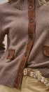 Suede Trim Knit Sweater in BROWN - Women's SWEATERS | Urban Daizy