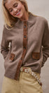 Suede Trim Knit Sweater in BROWN - Women's SWEATERS | Urban Daizy