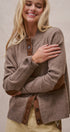 Suede Trim Knit Sweater in BROWN - Women's SWEATERS | Urban Daizy