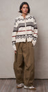Fair Isle Jacquard Zip-Front Knit Bomber Cardigan in IVORY - Women's Fashion | Urban Daizy