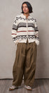 Fair Isle Jacquard Zip-Front Knit Bomber Cardigan in IVORY - Women's Fashion | Urban Daizy