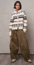 Fair Isle Jacquard Zip-Front Knit Bomber Cardigan in IVORY - Women's Fashion | Urban Daizy