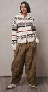 Fair Isle Jacquard Zip-Front Knit Bomber Cardigan in IVORY - Women's Fashion | Urban Daizy