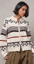Fair Isle Jacquard Zip-Front Knit Bomber Cardigan - Women's Fashion | Urban Daizy
