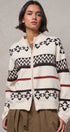 Fair Isle Jacquard Zip-Front Knit Bomber Cardigan in IVORY - Women's Fashion | Urban Daizy