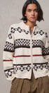 Fair Isle Jacquard Zip-Front Knit Bomber Cardigan in IVORY - Women's Fashion | Urban Daizy