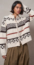Fair Isle Jacquard Zip-Front Knit Bomber Cardigan in IVORY - Women's Fashion | Urban Daizy