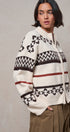 Fair Isle Jacquard Zip-Front Knit Bomber Cardigan in IVORY - Women's Fashion | Urban Daizy
