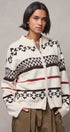 Fair Isle Jacquard Zip-Front Knit Bomber Cardigan in IVORY - Women's Fashion | Urban Daizy