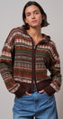 Fair Isle Hooded Zip Cardigan in BROWN - Women's SWEATERS | Urban Daizy