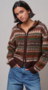 Fair Isle Hooded Zip Cardigan in BROWN - Women's SWEATERS | Urban Daizy