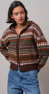 Fair Isle Hooded Zip Cardigan in BROWN - Women's SWEATERS | Urban Daizy