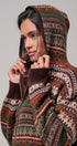 Fair Isle Hooded Zip Cardigan in BROWN - Women's SWEATERS | Urban Daizy