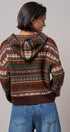 Fair Isle Hooded Zip Cardigan in BROWN - Women's SWEATERS | Urban Daizy